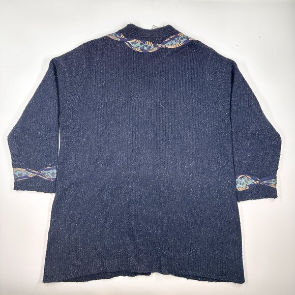 Vtg Koos Of Course Silk Cardigan 2XL Oversized Blue Wearable Art to Wear Jacket - Picture 9 of 12